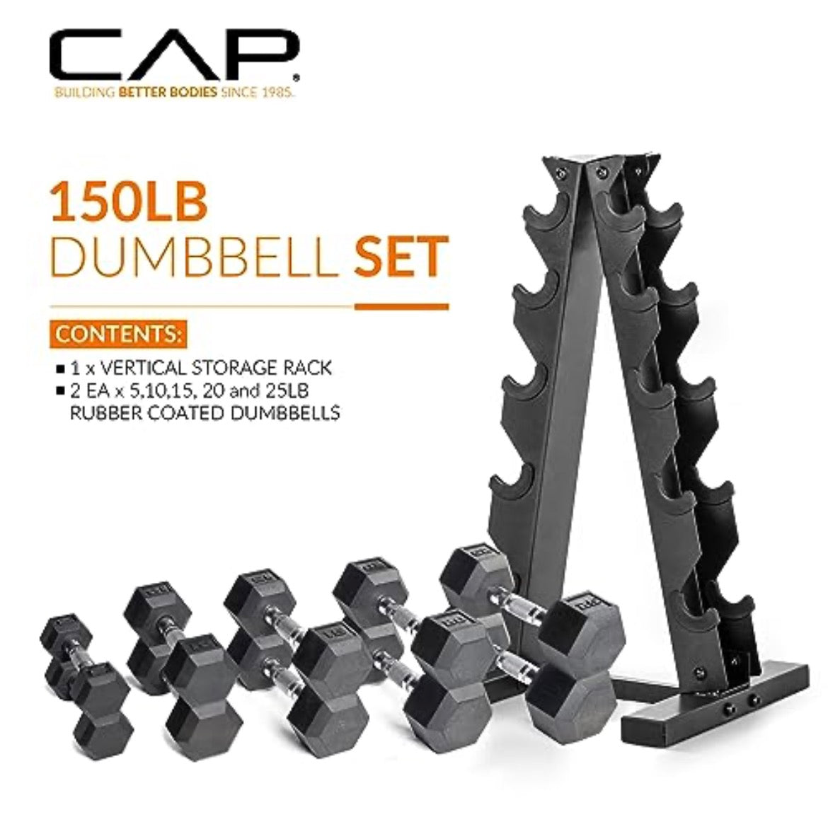 CAP DUMBBELL SET 150LB